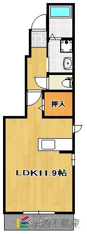 西鉄天神大牟田線 西鉄銀水駅 徒歩12分 2階建 築13年(1K/1階)の間取り写真