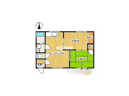 西鉄天神大牟田線 矢加部駅 徒歩19分 1階建 築41年(2LDK)の間取り写真