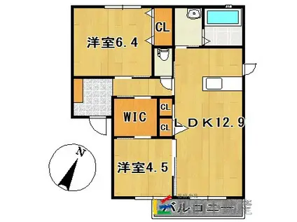 フェリークⅡ(2LDK/2階)の間取り写真