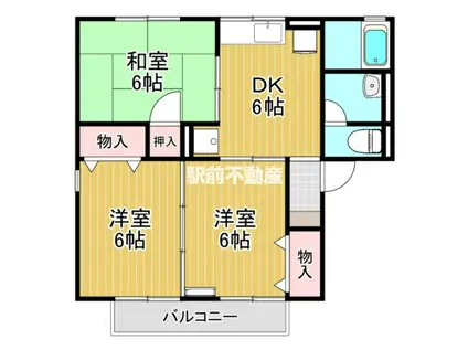 フラワーパークⅡ(3DK/2階)の間取り写真