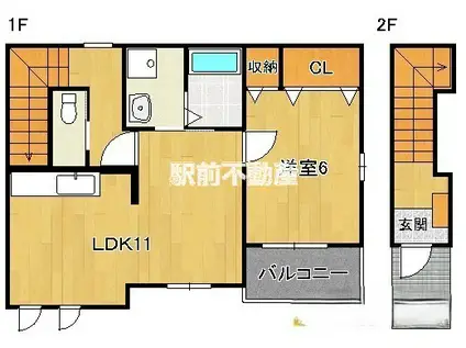 マイクレインⅢ(1LDK/2階)の間取り写真