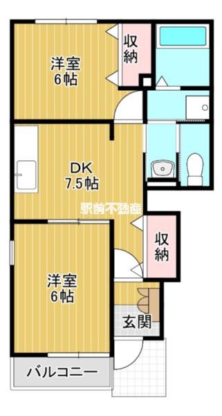 ノバ・グランツA(2DK/1階)の間取り写真
