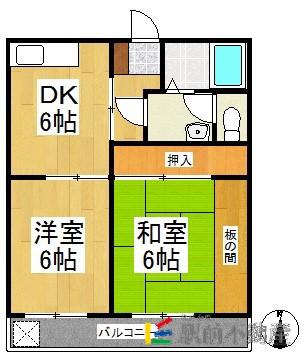 シブヤハイツ(2DK/2階)の間取り写真