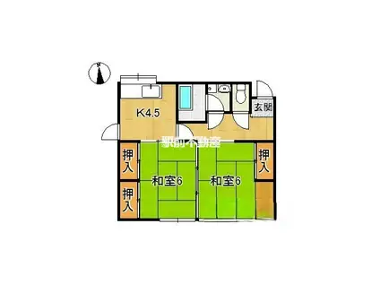 鹿児島本線 南瀬高駅 徒歩4分 1階建 築43年(2K)の間取り写真