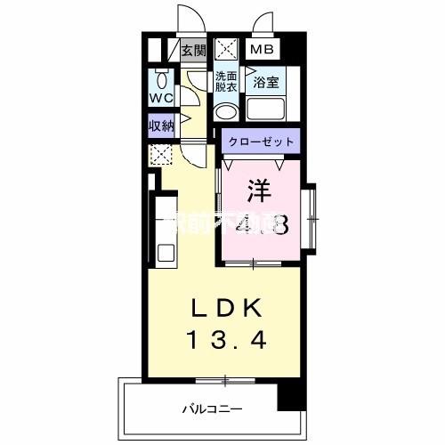 久大本線 南久留米駅 徒歩39分 7階建 築12年(1LDK/4階)の間取り写真