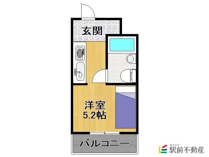 柿園ハイツ(ワンルーム/5階)の間取り写真
