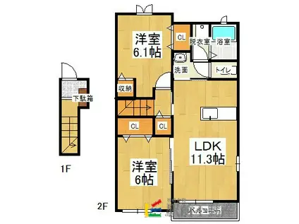 アレーズ C(2LDK/2階)の間取り写真