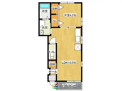 鹿児島本線 大牟田駅 徒歩21分 2階建 築12年(1LDK/1階)の間取り写真