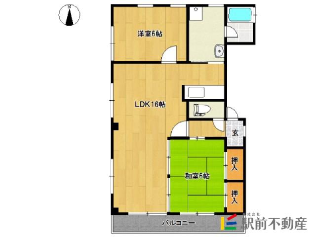 アーバンK(2LDK/4階)の間取り写真