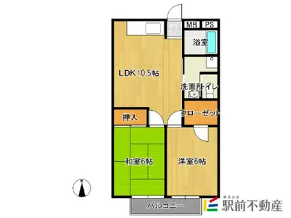 メゾンソアレ(2LDK/1階)の間取り写真