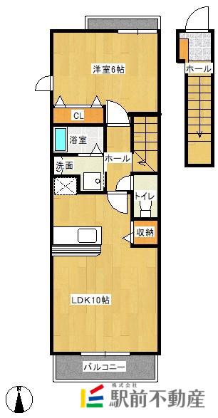 鹿児島本線 荒尾駅(熊本) 徒歩32分 2階建 築15年(1LDK/2階)の間取り写真
