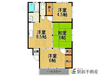 ウイングⅢ(3LDK/2階)の間取り写真