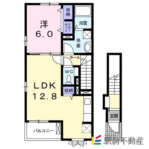 サンライズ錦A(1LDK/2階)の間取り写真