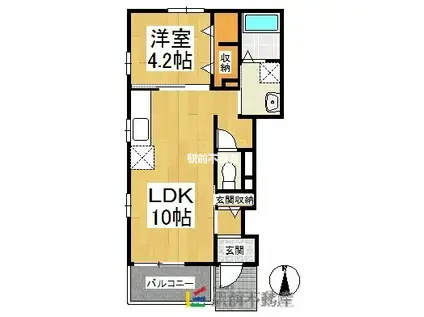 サンライズ錦B(1LDK/1階)の間取り写真