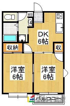 グレイシャス山下(2DK/2階)の間取り写真