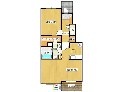 鹿児島本線 大牟田駅 徒歩24分 2階建 築11年(1LDK/1階)の間取り写真