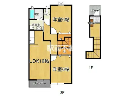 西鉄天神大牟田線 大溝駅 徒歩53分 2階建 築21年(2LDK/2階)の間取り写真