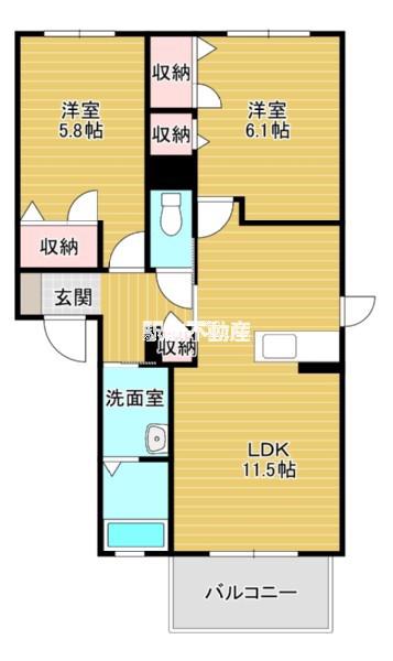 リバティー(2LDK/2階)の間取り写真
