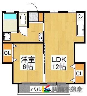 グリーンコーポ広川(1LDK/2階)の間取り写真