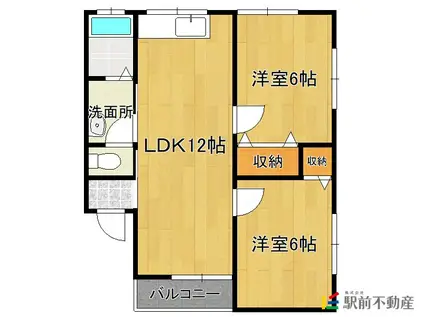 大江ハイツ優美(2LDK/1階)の間取り写真