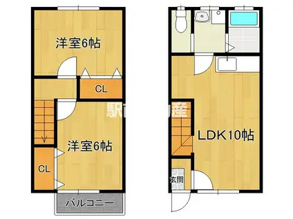 メゾネット椿原(2LDK/1階)の間取り写真