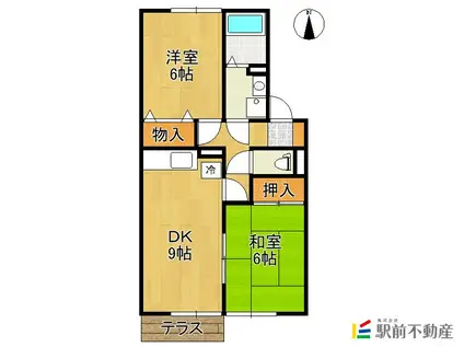 セジュールプチボォーネ(2DK/1階)の間取り写真