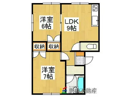 コーポ晃栄(2LDK/1階)の間取り写真