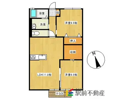 グレートハイム(2LDK/1階)の間取り写真