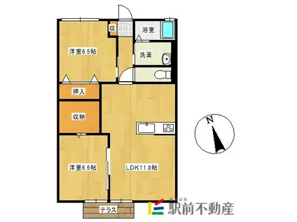 グレートハイム(2LDK/1階)の間取り写真