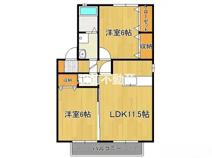 SUNウィルモア B棟(2LDK/2階)の間取り写真