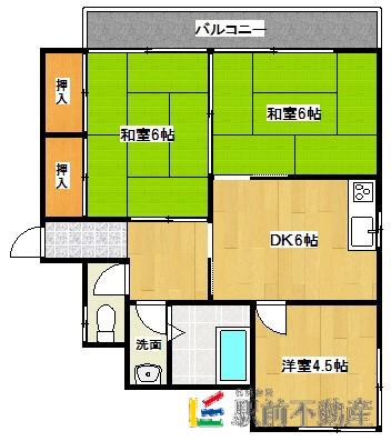アーサ長浜(3DK/1階)の間取り写真