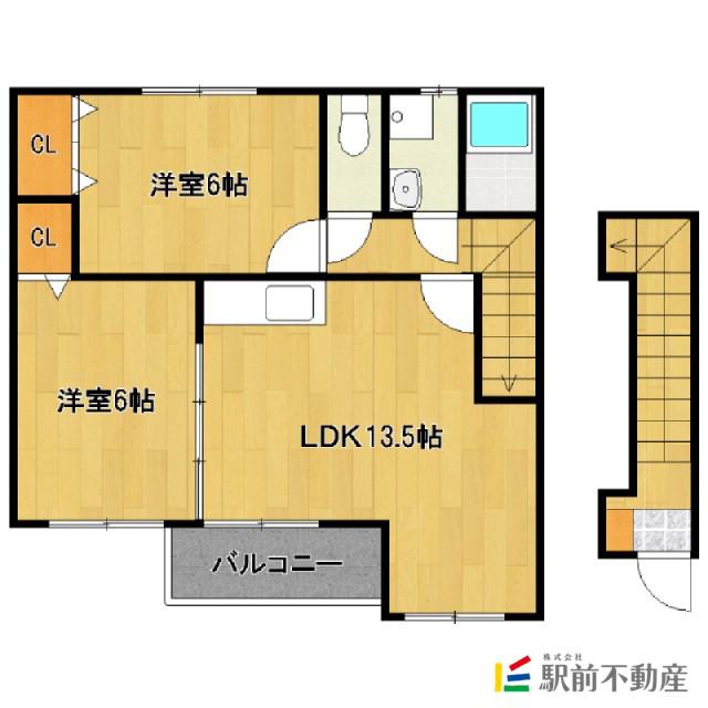 プレジオけやきA(2LDK/2階)の間取り写真
