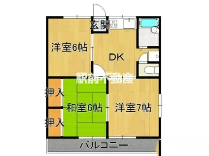 コーポアカシ(3DK/1階)の間取り写真