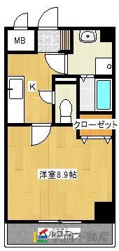 鹿児島本線 大牟田駅 徒歩6分 6階建 築10年(1K/5階)の間取り写真