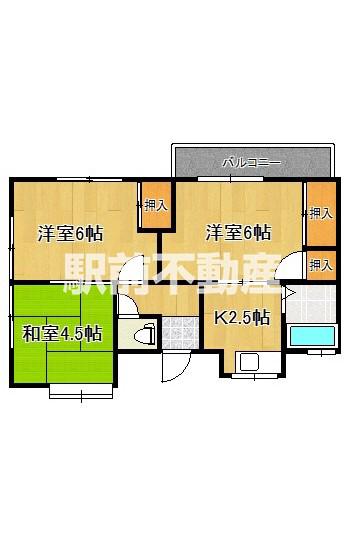 永江コーポ1(3K/2階)の間取り写真