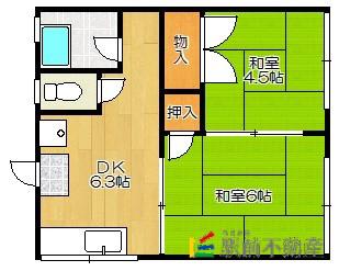 プランドゥ筑後(2DK/2階)の間取り写真