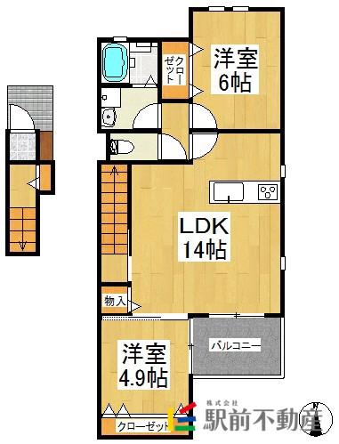 鹿児島本線 羽犬塚駅 徒歩72分 2階建 築10年(2LDK/2階)の間取り写真