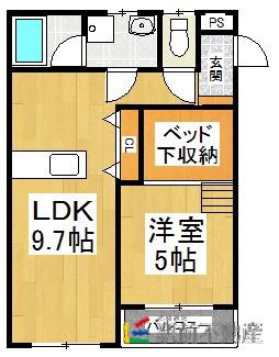 リバティー室岡(1LDK/1階)の間取り写真
