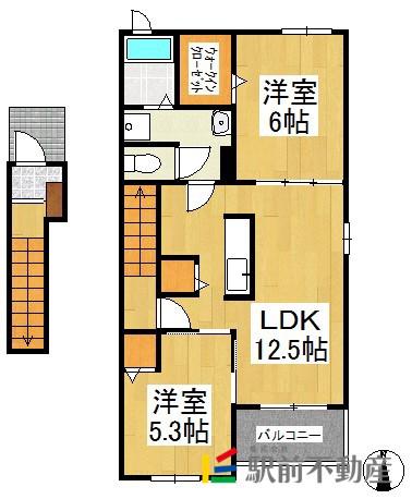 エルヴィータ八女 C(2LDK/2階)の間取り写真