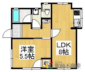 鹿児島本線 西牟田駅 徒歩71分 1階建 築54年(1LDK)の間取り写真