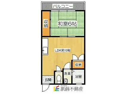 コーポときわ(1LDK/3階)の間取り写真