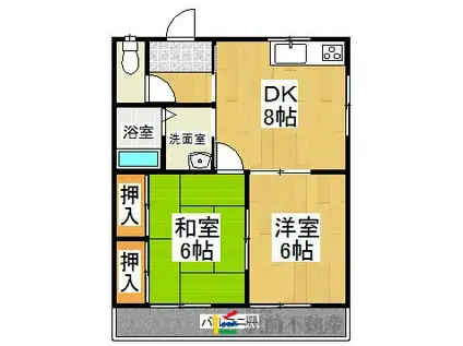 メイプル新代(2DK/2階)の間取り写真