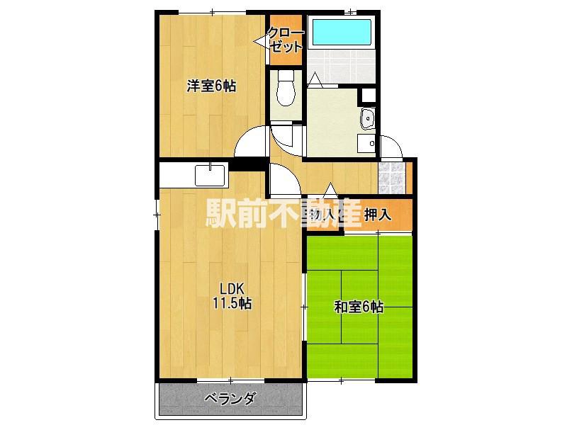 アークフラッツ A棟(2LDK/2階)の間取り写真