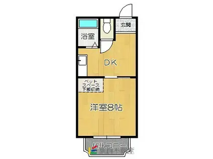 ロングヒルⅠ(1DK/1階)の間取り写真