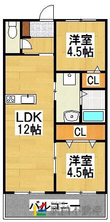 PEACE久恵A棟(2LDK/1階)の間取り写真