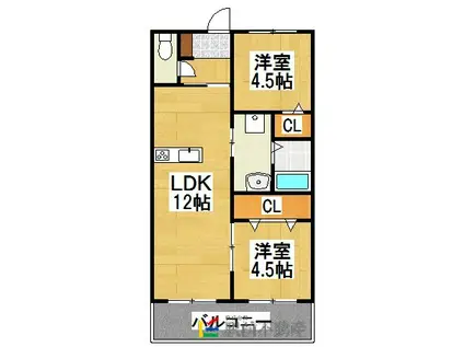 PEACE久恵A棟(2LDK/2階)の間取り写真