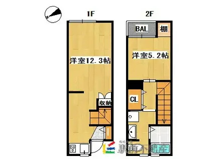M-DOOR新栄町(1LDK/1階)の間取り写真