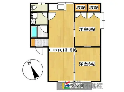 田隈コーポ(2LDK/2階)の間取り写真