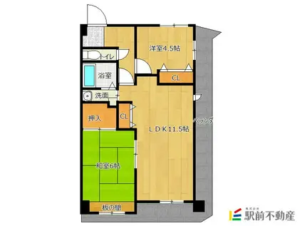 サンライトヒルズ広川(2LDK/3階)の間取り写真