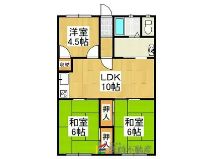 スカイハイツ川瀬(3LDK/2階)の間取り写真